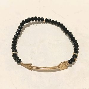 Black Crystal Beaded Arrow Bracelet
